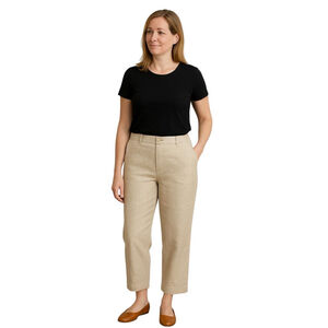 Talbots Trouser Pants Womens 10 Beige Pure Linen Office Work Straight Minimalist